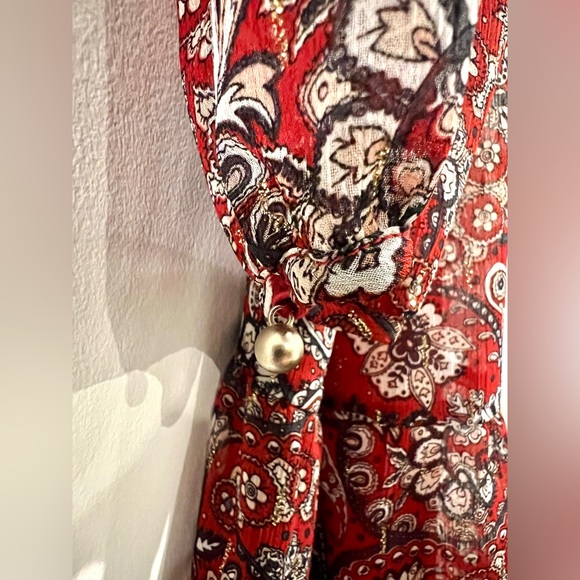 Loft Babydoll Long Sleeve Dress Silver Sparkle Paisley Short New Size XXS Petite - Picture 3 of 14